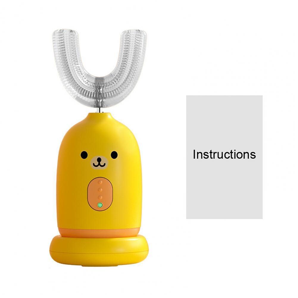 1 Set Kids Tandenborstel Ergonomische Fall Slip Cartoon Handvat U Vorm Elektrische 360 Tandenborstel Voor Reizen Tandheelkundige Zorg: Yellow S
