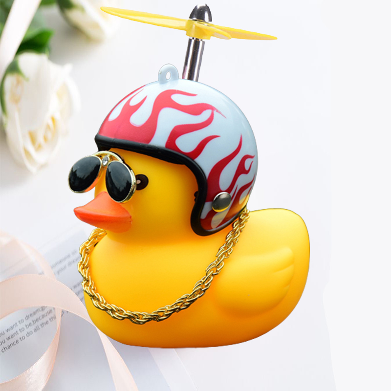 Pato de coche con casco, colgante de viento roto, pato amarillo pequeño, Motor de bicicleta de carretera, casco, accesorios de ciclismo sin luces: Blanco