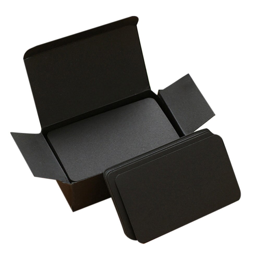 1 Box Thickened Blank Cards Business Cards Message Card Sticky Note Set DIY Graffiti Small Card Notepad School Office Supplies: Black