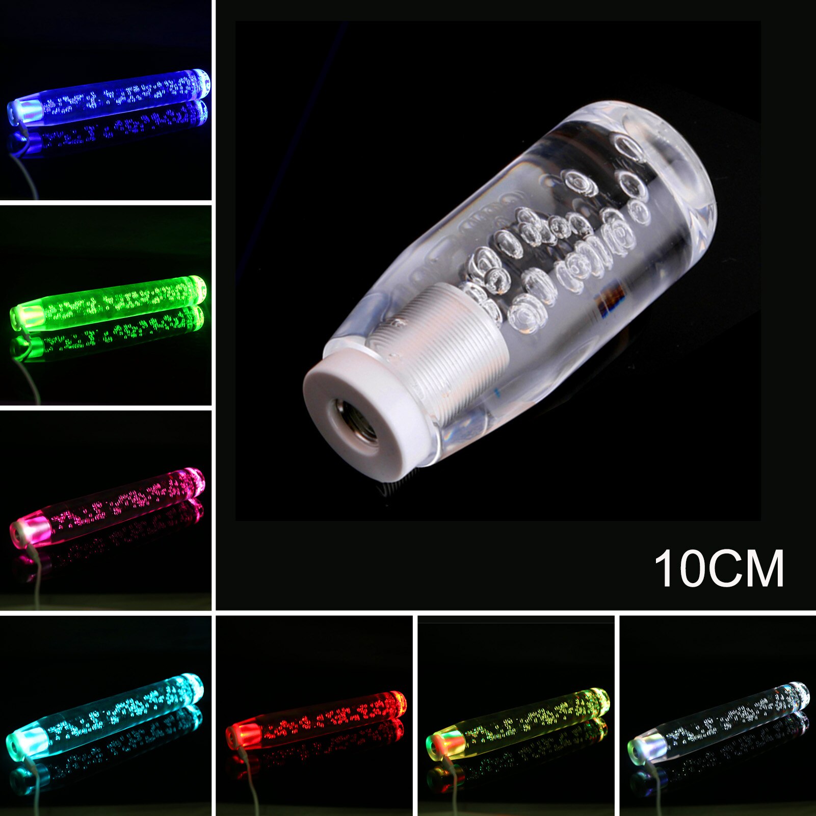 Led lys rgb skift knap stick krystal gennemsigtig boble gear shifter 10cm/15cm/20cm/25cm/30cm multicolor gradient shift knop: Type 1