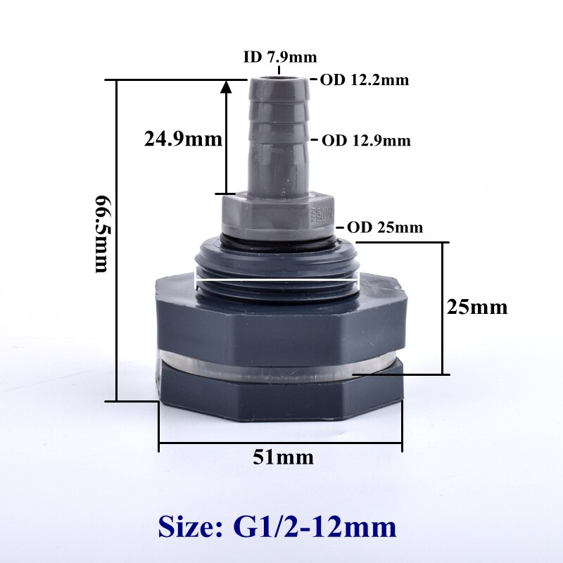 1/2" To 8mm~16mm PVC Water Tank Connector Pagoda Direct Set Garden Irrigation System Silicone Hose Joints Aquarium Tank Joint: Silver