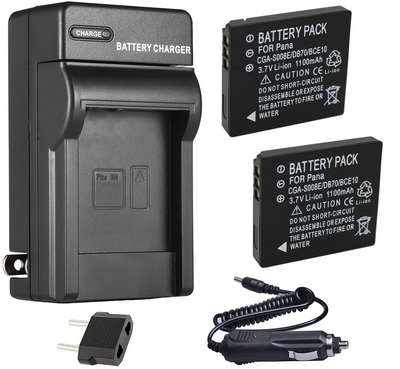 Battery 2-Pack + Charger For Panasonic HM-TA1, SDR-S7, SDR-S9, SDR-S10, SDR-S15, SDR-S26, SDR-SW20, SDR-SW21, SDR-SW28 Camcorder: 2B and Wall Charger