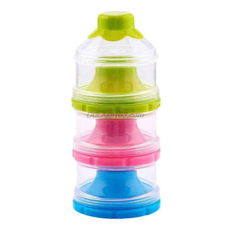 Portable 3-Layers Baby Milk Powder Container Travel Non-Spill Stackable Formula Milk Storage Dispenser