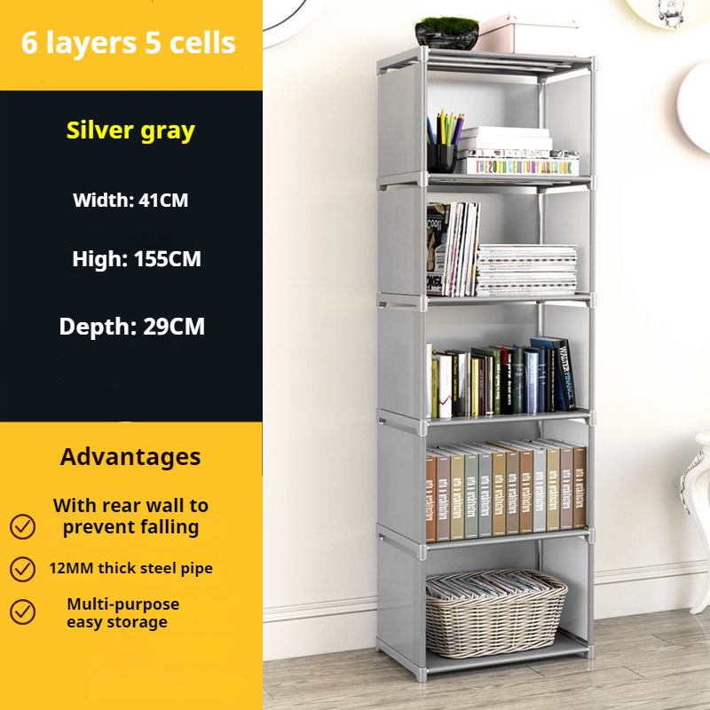 Multi-layer Simple Assembled Bookshelf Easy To Assemble Closet Storage Cabinet Portable Children's Sundries Shelf Save Space: transparent