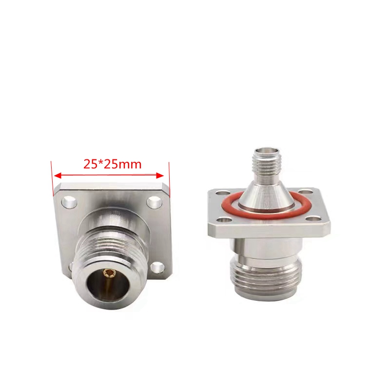 Conector de brida de 4 orificios, arandela tórica hembra a hembra SMA, 1 piezas, L16, rápida, latón y cobre: Gris oscuro