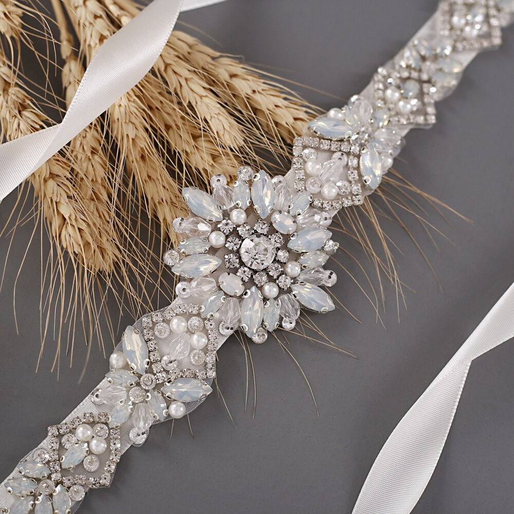 Trixy S408 Opaal Bruids Riem Voor Jurken Kristal Kralen Riem Voor Vrouwen Bruid Bruidsmeisje Jurk Sash Party Formele riemen