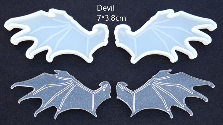 Duivelsvleugels siliconen mallen epoxyhars cabochon bedels doe-het-zelf knutselgereedschap engelenveer mal handgemaakte hars sieraden accessoires: Duivel s