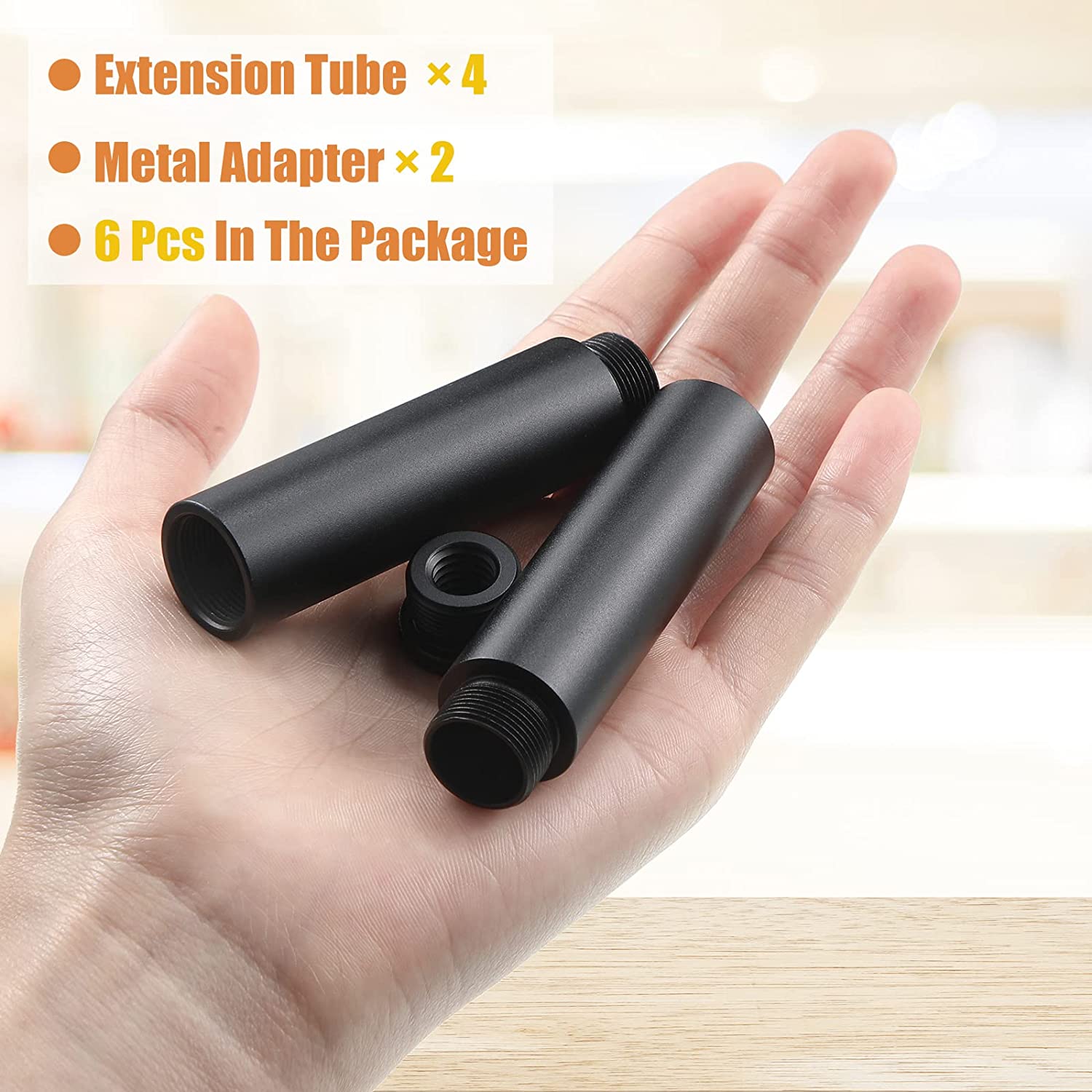 Mic Stand Extension Tube 4 Stück 5/8 Zoll Mikrofon Verlängerung Rohr Aluminium Legierung Stand Extender Schraube Boom Rohre Mikrofon