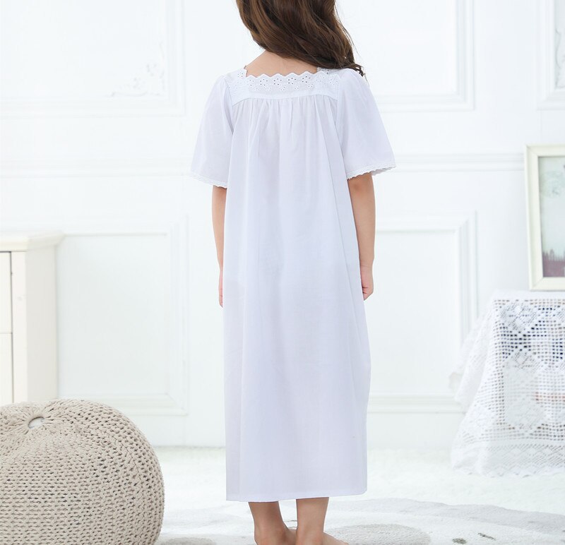 Girls Leisure Nightdress Soft Cotton Sleeping Dress Kids Sleepwear Ankle Length Home Clothing Nighty Comfortable Nightgowns