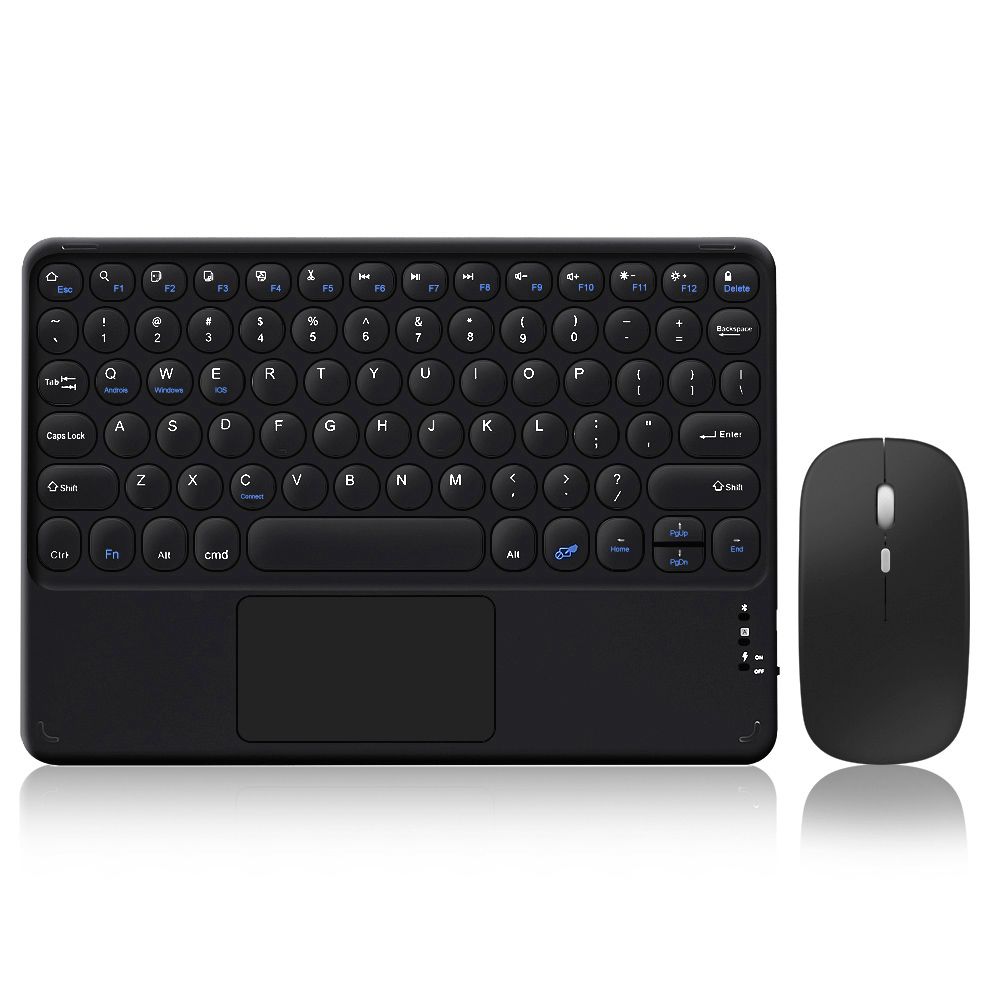Ultra-Thin Wireless Bluetooth Keyboard and Mouse Combo Rechargeable Touchpad for iPad Xiaomi Samsung Tablet Android IOS Windows: Black Keyboard-Mouse
