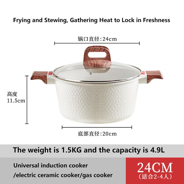 Non-stick Sauce Pot Die Casting Aluminum Ceramic Granite Coating Casserole Pot for Cooking: A