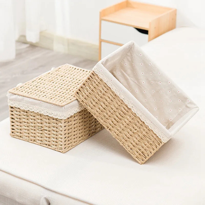 Rieten Opbergmanden Geweven Keuken Organizer Box Wasmand Snack Speelgoed Opbergdozen Bureau Accessoire Room Decor