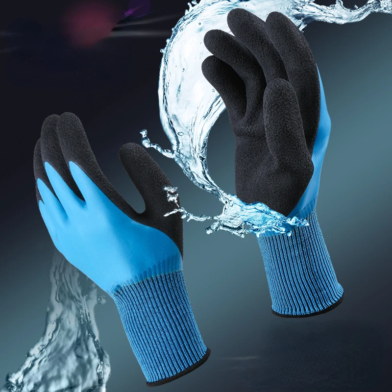 6 pares de guantes de trabajo impermeables de seguridad, guantes de trabajo para hombre y mujer, guantes de nailon con doble recubrimiento, cómodos guantes de espuma de látex