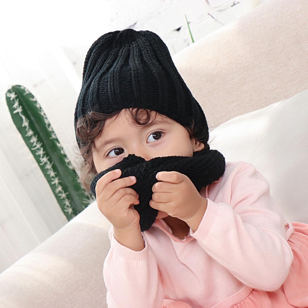 Kindermuts warme gebreide muts sjaal 2- delige set wintermuts sjaals kinderwintermuts voor jongens meisjes