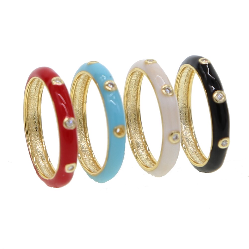 4 färger harts parringar för kvinnor män smycken pave tiny cz personlighet tjejer statement ring smycken
