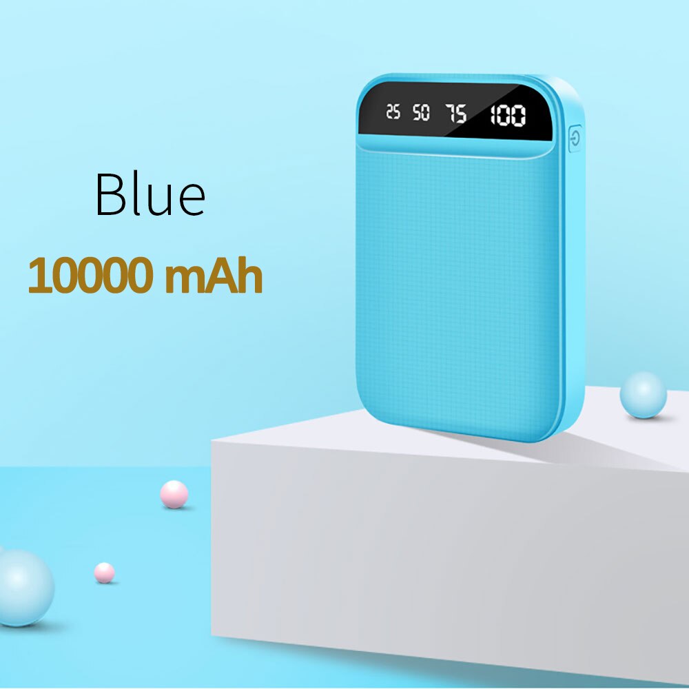 Raxfly Mini Power Bank Dual Draagbare Snel Opladen Batterij Powerbank 10000 Mah Reizen Digitale Display Poverbank Voor Iphone Xiaom: 10000mAh Blue