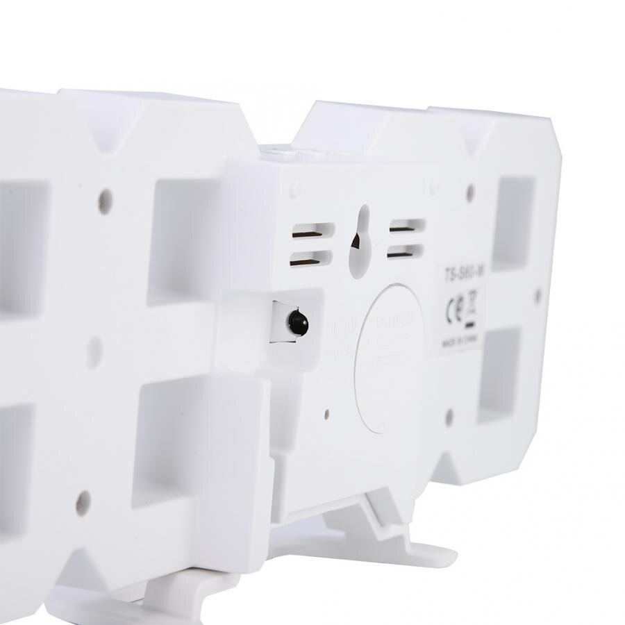 LED Digital Clock Bedroom Desktop Snooze Alarm Clock Home Decoration White Shell