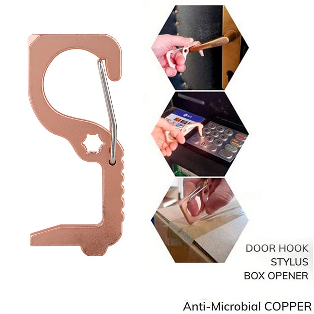 Portable presse ascenseur outil hygiène main antimicrobien alliage EDC ouvre-porte porte poignée clé métal Portable ouvre-porte: A4