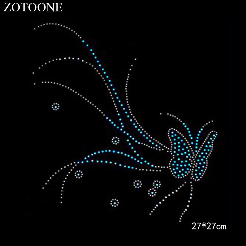 ZOTOONE Vlinder Bloem Artesanato Kristallen HotFix Steentjes Stickers voor Kleding Jurk Strass Naaien Strass Applique E: Default Title