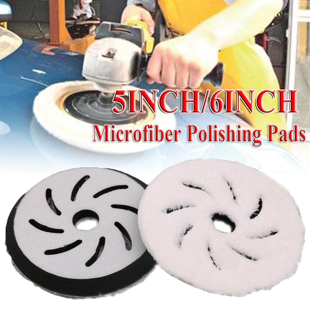 Almohadillas de pulido de microfibra para coche, almohadillas de pulido con rueda de fieltro para el cuidado de limpieza del automóvil, 5/6 pulgadas