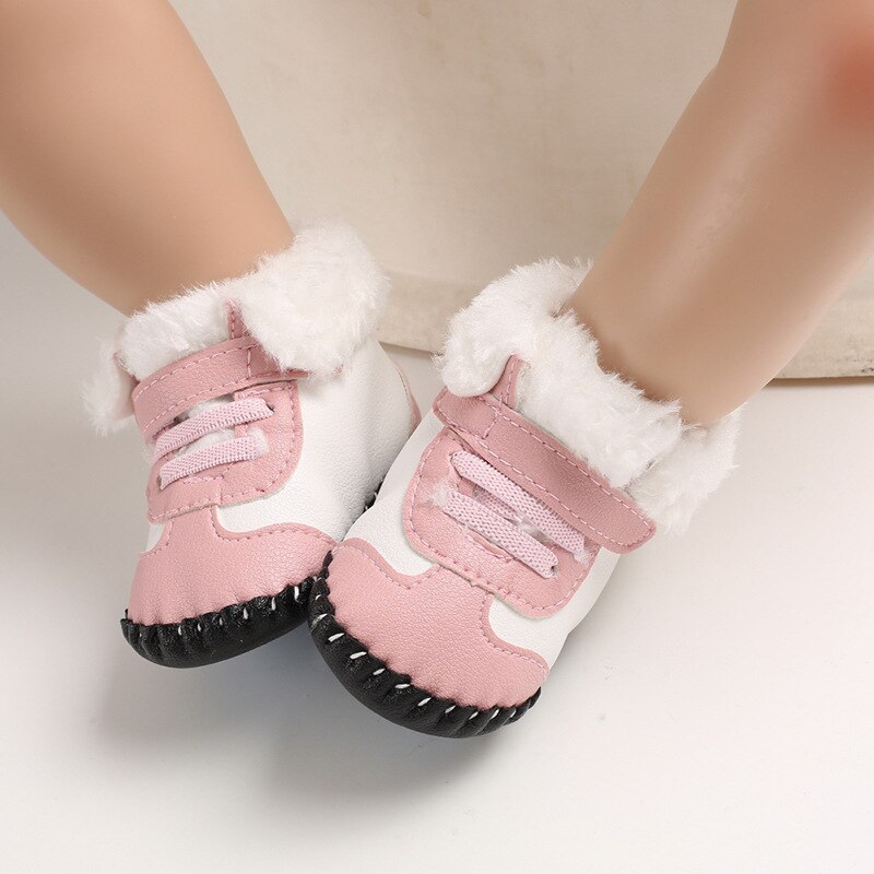 Pu Leer Warm Pluche Baby Enkellaars Anti-Slip Rubber Zolen Snowboots Voor Peuter Jongen Meisje Winter Dikke baby Schoenen