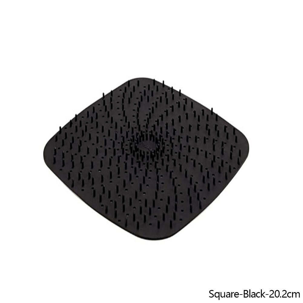 Alfombrilla para freidora de aire, cesta de silicona antiadherente de grado alimenticio para freidoras de aire de 8/9 pulgadas, accesorios de cocina: B-Square-Black20.2cm