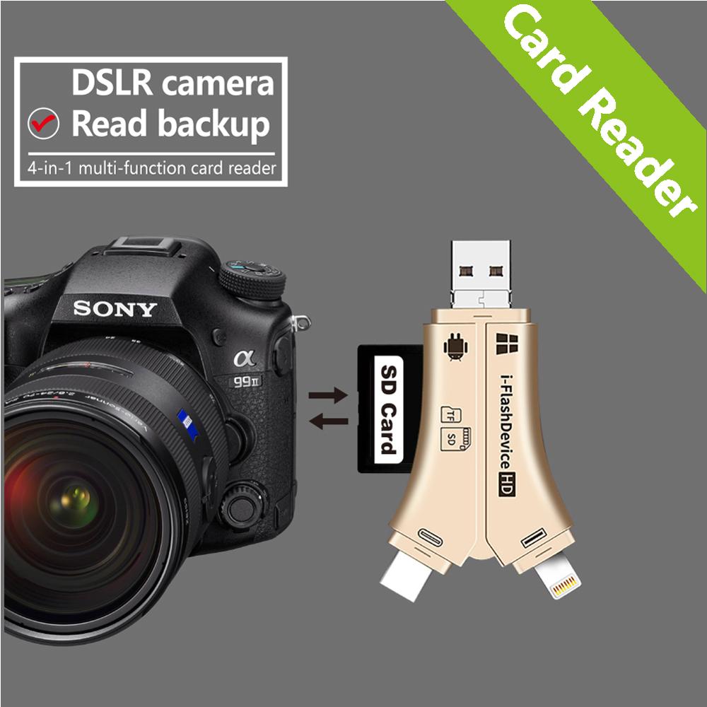 4 In 1 I Flash Drive Usb Micro Sd & Tf Kaartlezer Adapter Voor Iphone Xs Max/xs/X/7 8 Plus Voor Ipad Touch Mac Pc