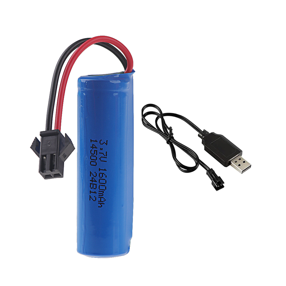 Batería de iones de litio de 3,7 V, 1600mah, 14500 y cargador para C2 D828 RC Stunt Dump, accesorio de juguete para coche, 3,7 V, 1200mah, con enchufe de SM-2P: Rosa