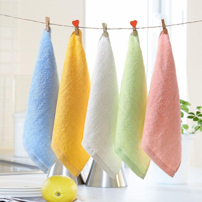 2pcs Kindergarten Kids Children Solid Color Skin-friendly Handkerchiefs Bamboo Fiber Wash Face Hand Towel FS0587