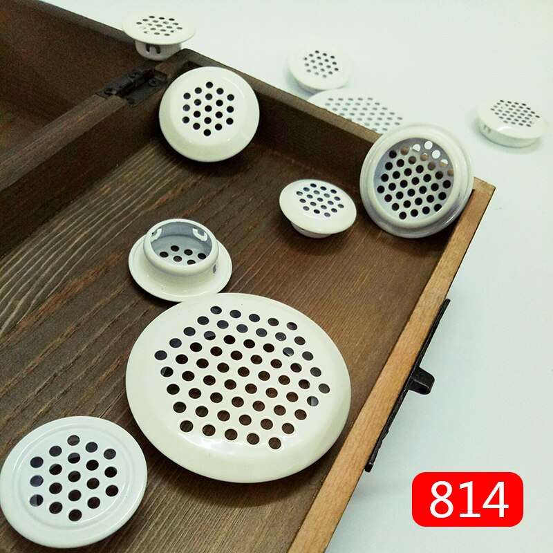4 stk mælkehvidt skab luftspjæld lameller mesh hul rundt rustfrit stål flad overflade konveks overflade 19mm/25mm/30mm/35mm/53mm