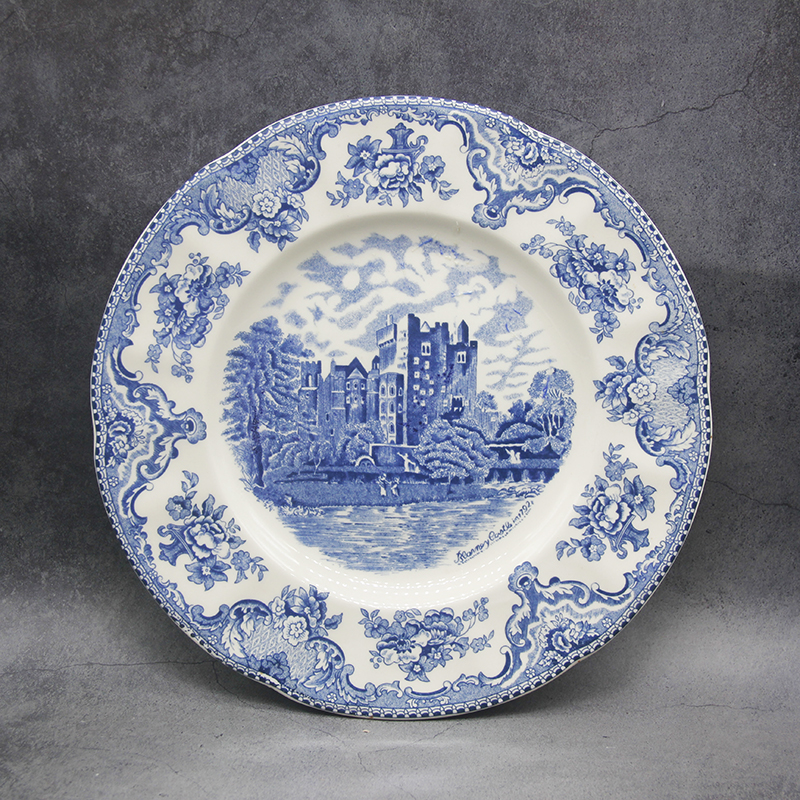 The Blue Britain Castles Dinner Set European Style Dinner Ware Ceramic Breakfast Plate Beef Dishes Dessert Dish Soup Bowl