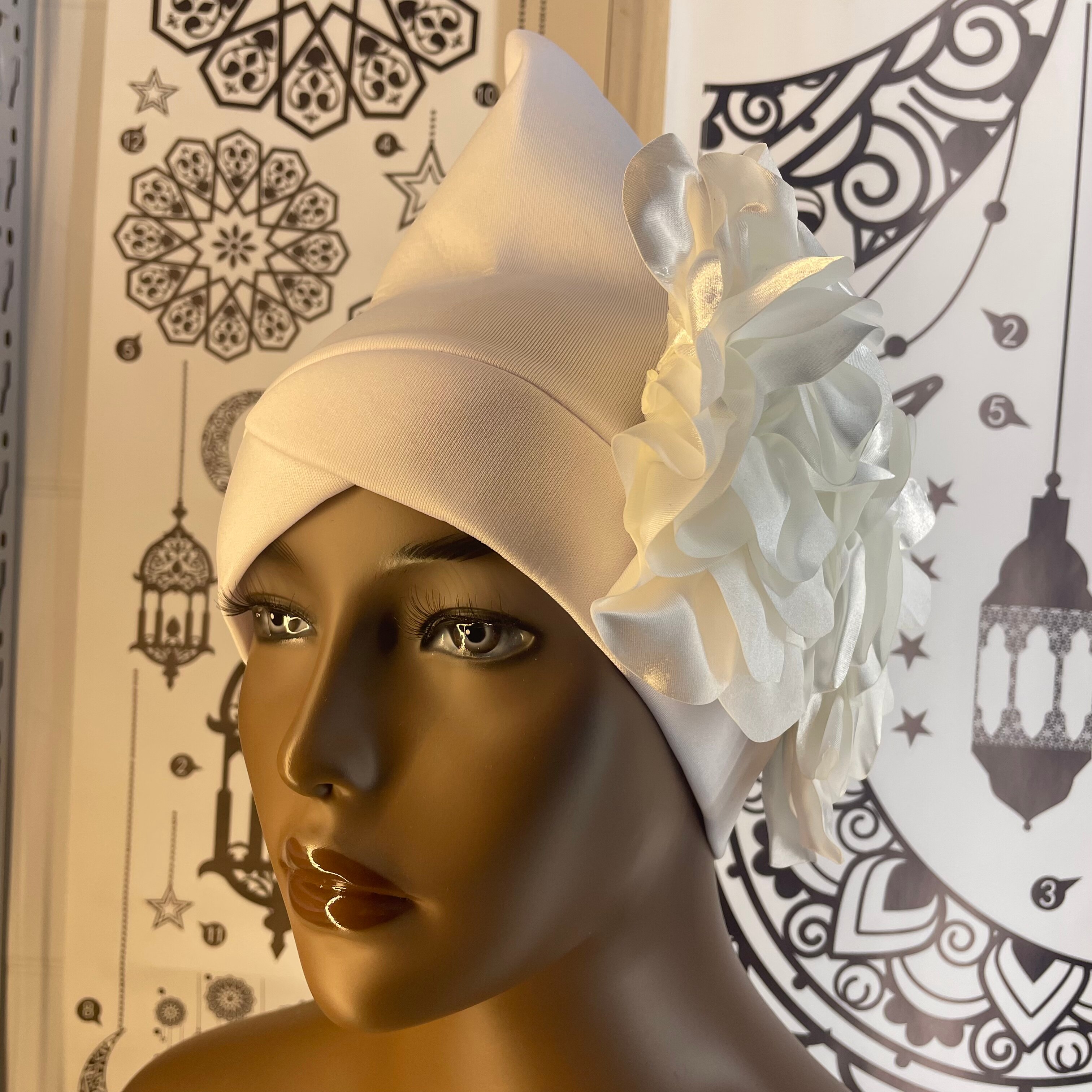 Women&#39;s Already Made Headties Damsak Aso Oke Auto Gele Turban African Hat with Flower Moslin Robe Hijab Cap Muslim Inner