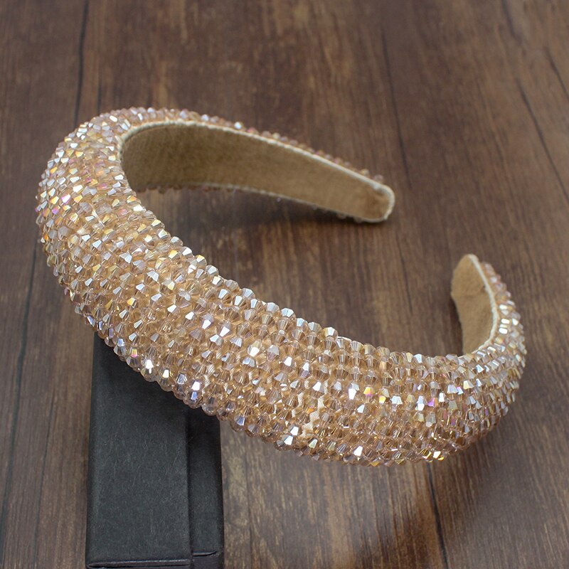 Fairland Industria Pesante Handmade Barocco Della Perla Del Rhinestone Rotondo Stellato Stagnola di Oro Romantico Archetto Imbottito Pieno di Cristallo Delle Donne