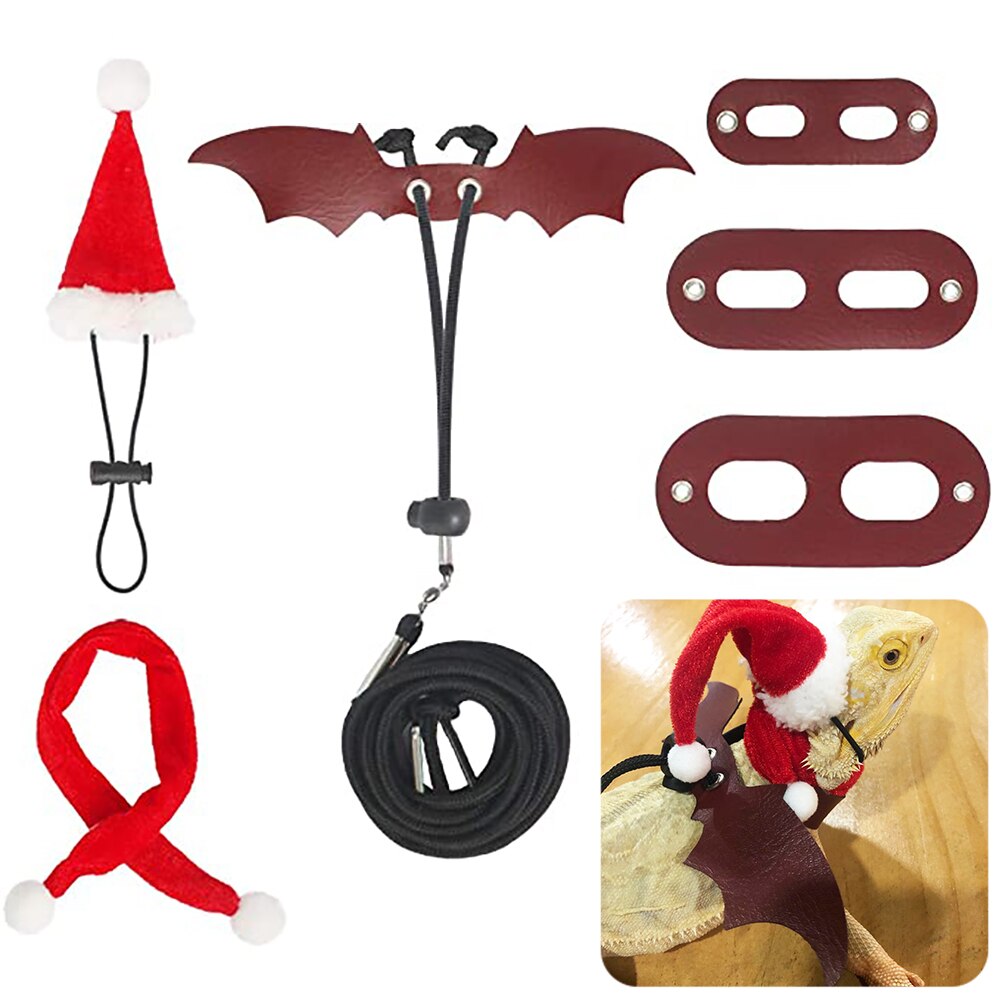 Einstellbar Eidechse Leine Mit Sacrf Hütte Kostüm Cosplay Reptil Leine Mit FlüGel Für Weihnachten Halloween Festival