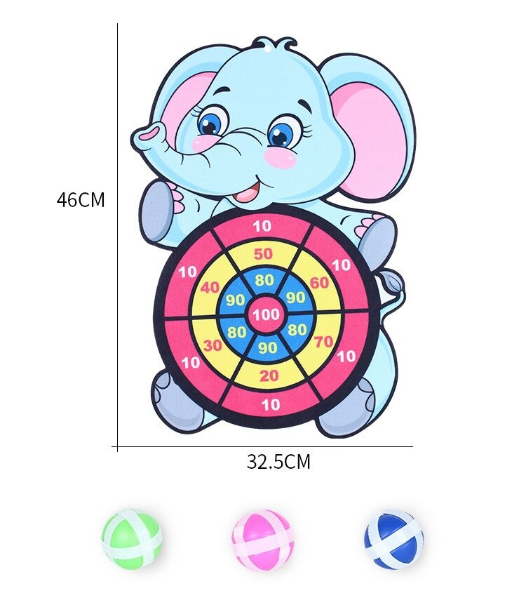 Cartone animato a doppia faccia DartBoard lanciare palline appiccicose Sport al coperto giocattolo famiglia gioco interattivo dardo regalo di natale per bambini: elephant