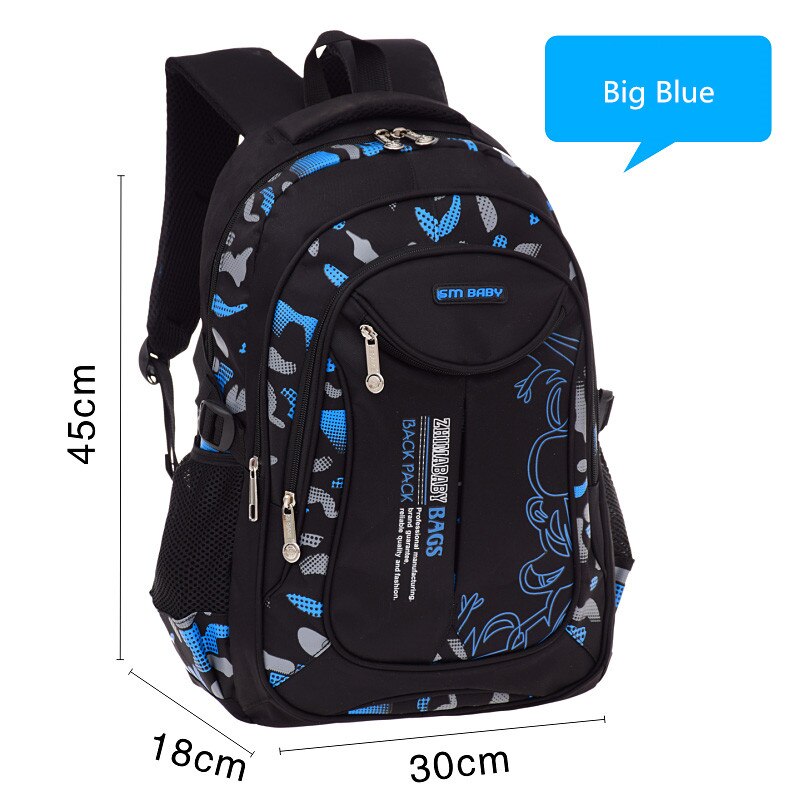 Skoletasker til drenge vandtæt skole rygsæk skoletaske billige rygsække til børn børn taske taske: Stor blå
