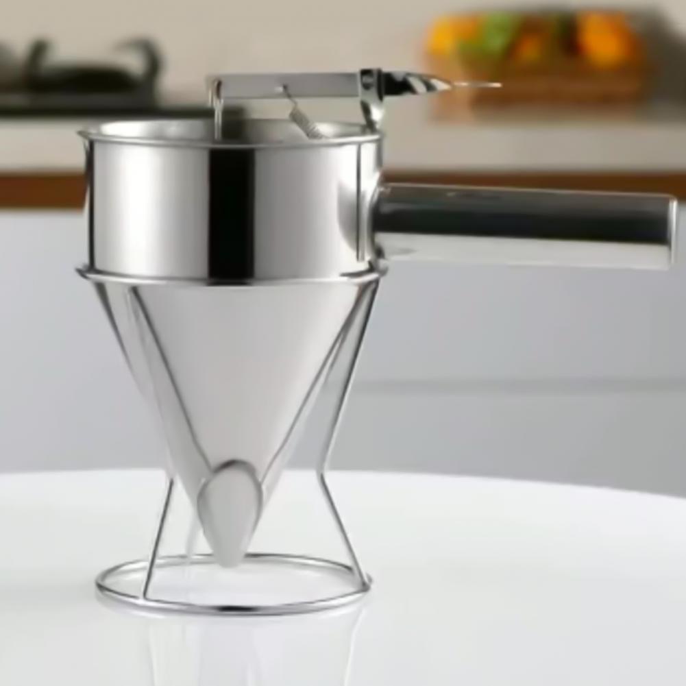 Embudo de cocina de gran capacidad, dispensador de embudo de acero inoxidable en forma de cono desmontable, suministros para el hogar, 600ml/1200ml