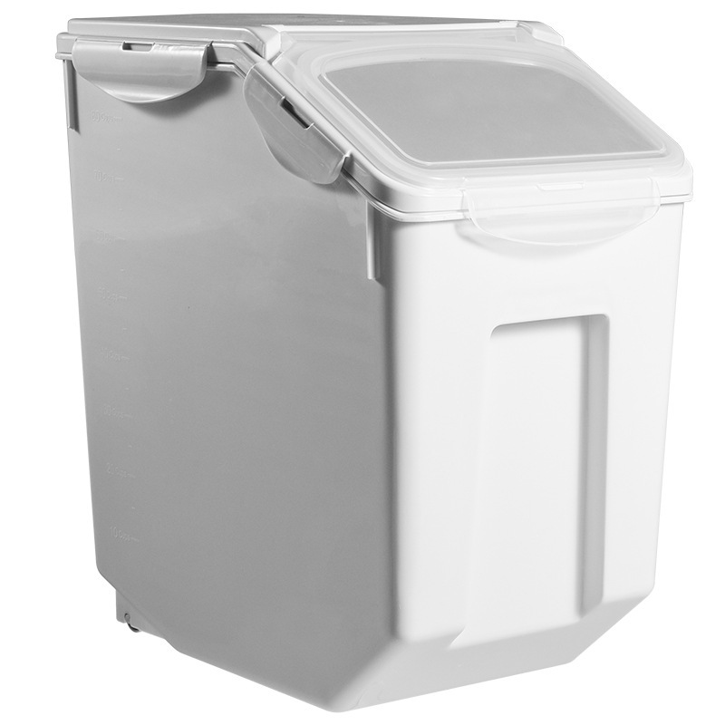 Tanque de arroz de plástico para cocina, caja de almacenamiento de granos sellada a prueba de humedad, contenedor grande de almacenamiento de alimentos para mascotas, antimoho y antioxidación, 10/15Kg