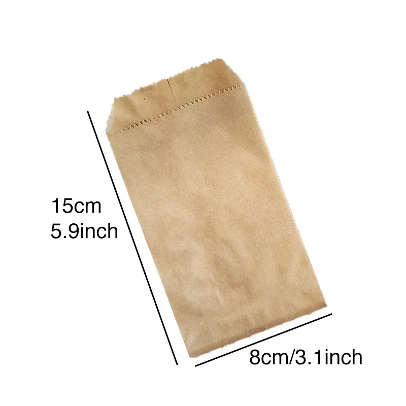 8x15cm 50pcs Kraft Paper Bags with White Polka Dot Pattern - Perfect for Weddings, Parties, and Small Business Supplies