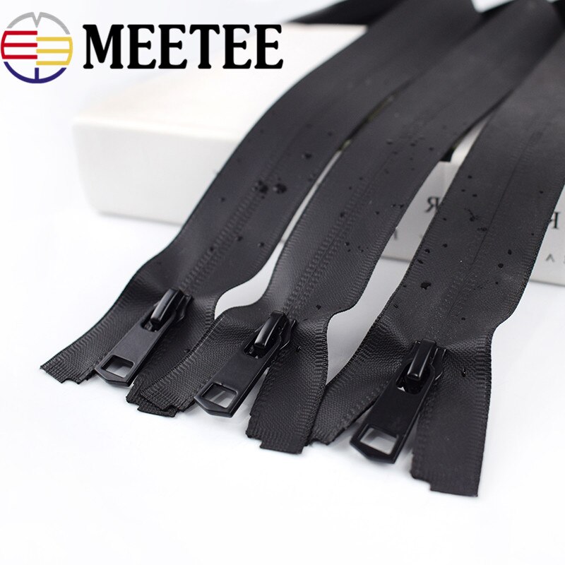 Meetee 2 kpl 50-150cm 5#  vedenpitävää vetoketjua musta nylon näkymätön avopää vetoketju yksi/kahdesti auki vetoketjut takin ompelutarvike