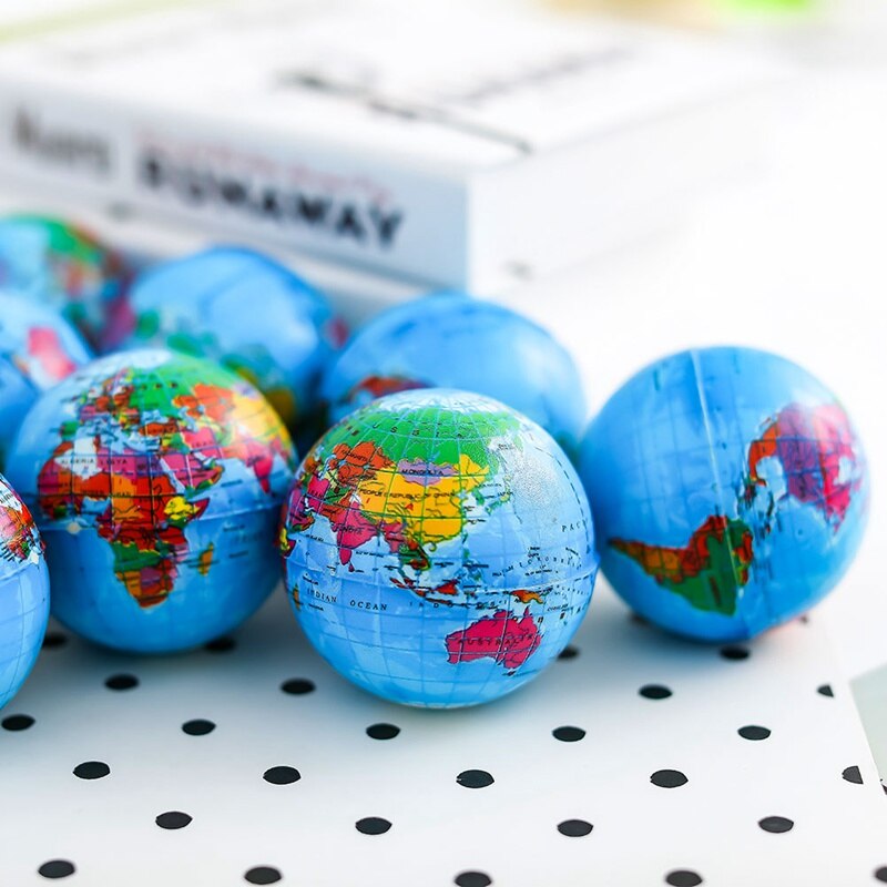 1 Pcs 63 Mm Aarde Bal Speelgoed Voor Kinderen Schuim Globe Anti Stress Wereldkaart Bal Atlas Globe Palm bal Planeet