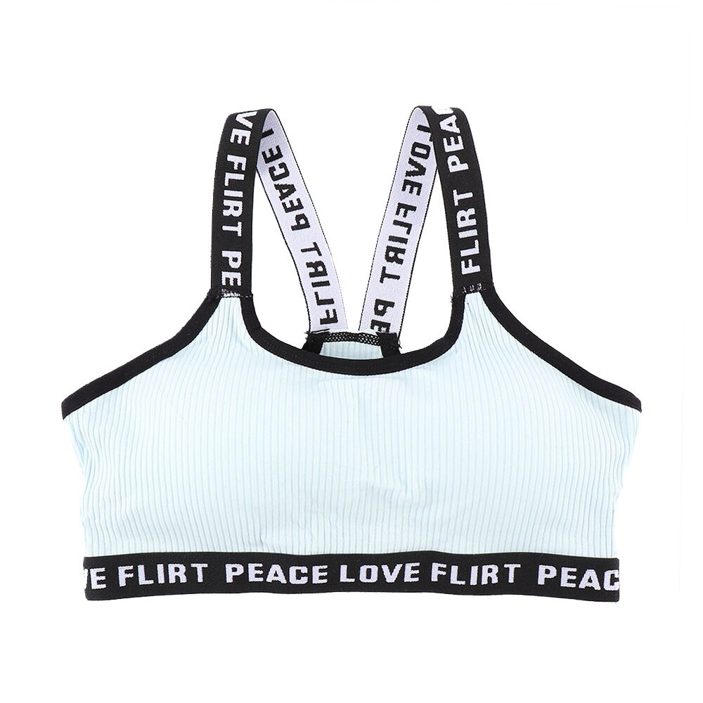 Letter Sports Bra Push Up Tube Tops Fitness Running Bandeau Bra Underwear Cotton Sport Tops For Women Sportswear Bra: Blue