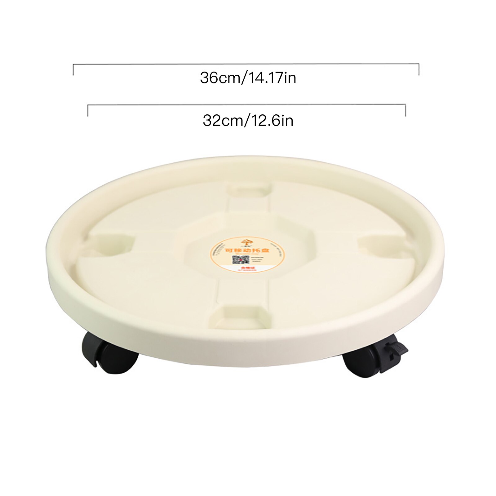 Flower Pot Tray Round Plastic Tray Caster Wheels Pallet Tray Vase With Rollers Flower Plant Pot Holder: White 360