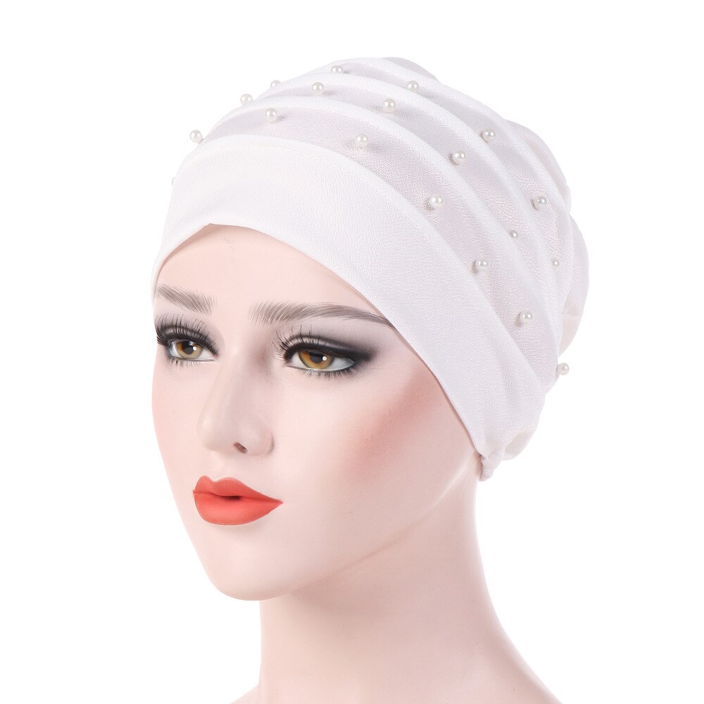 Muslimi turbaani naisille puuvilla turbante mujer chemo hattu syöpä päähineet tavallinen turbaani hijab femme musulman turbans helmikoristelu