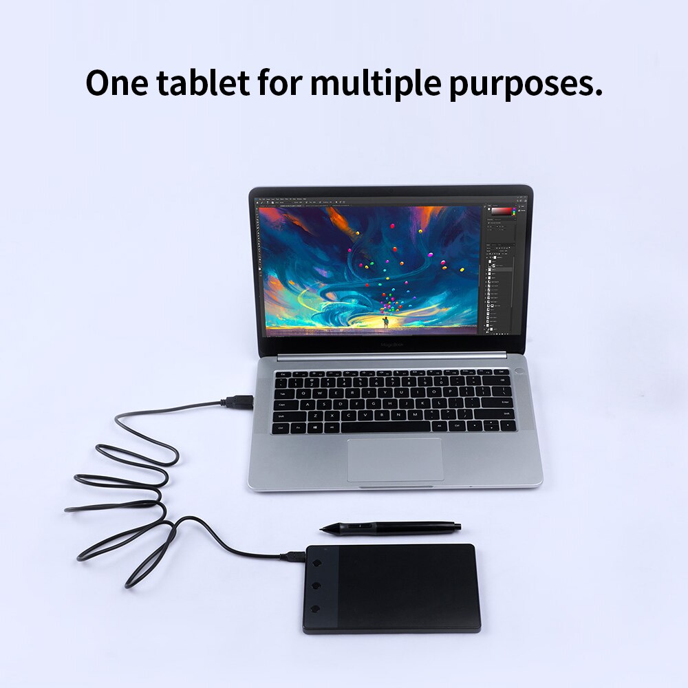 Huion H420 Graphics Tablet Digital Drawing Tablet with 3 Shortcut Keys 2048 Levels Pressure Sensitivity 4000LPI