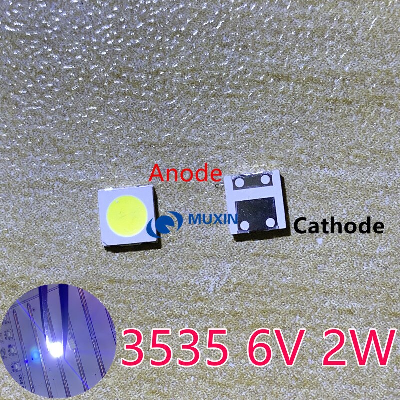 200pcs 2W 6V 3535 TV Backlight LED SMD Diodes Cool White LCD TV Backlight Televisao TV Backlit Diod Lamp Repair Application