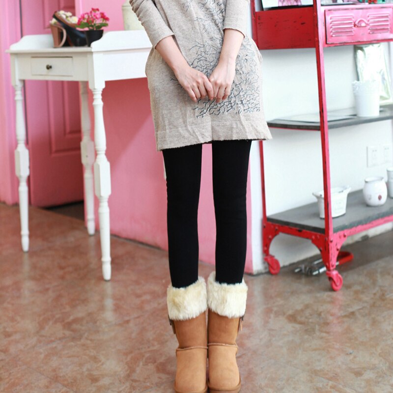 1 pçs dentro engrossar leggings quentes das mulheres legging de inverno pantyhosfemale leggings senhora leggings quente magro meia-calça para mulher: Style 1 black