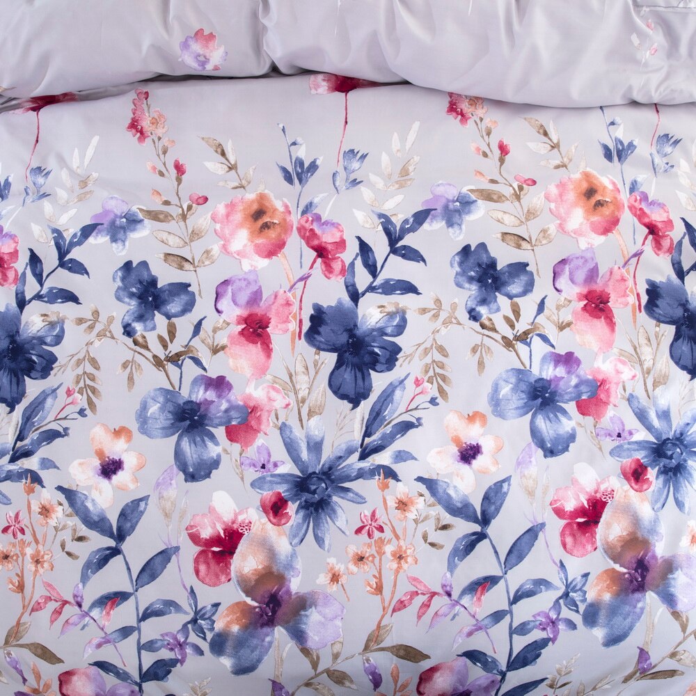 Bonenjoy Double Bed Linen Set Flower Reactive Printed Queen Size Duvet Cover Sets King Size Bedding Purple Floral Bed Covers