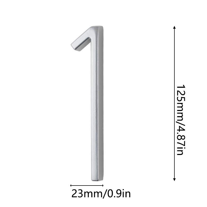 House Number 125mm Floating Address Stone Letters Door Alphabet Numeros Casa Exterior Outdoor 4,87 in.Black Door Number: Number 1