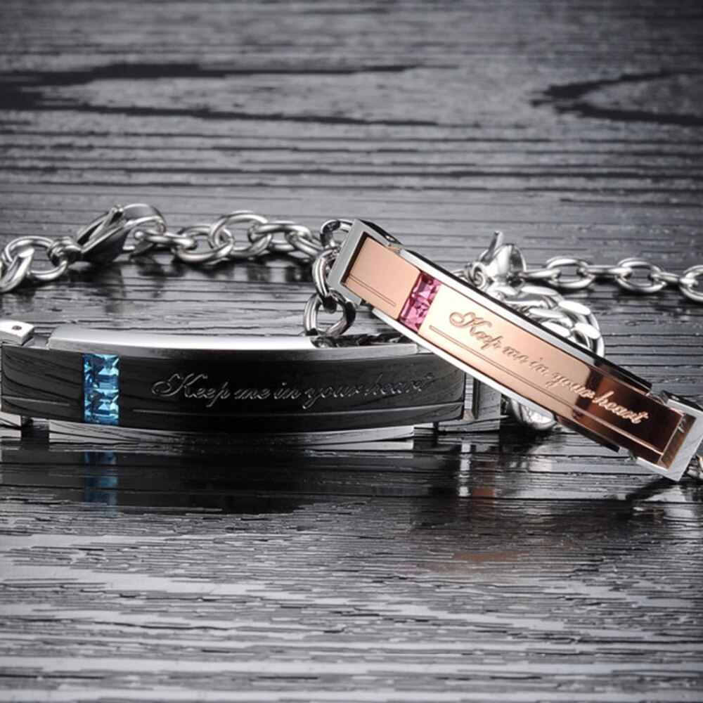 FATE LOVE Lover – Bracelet en acier inoxydable pour hommes et femmes, bijoux à la , noir, Rose, or, ID, pour Couples, garde-moi dans le cœur